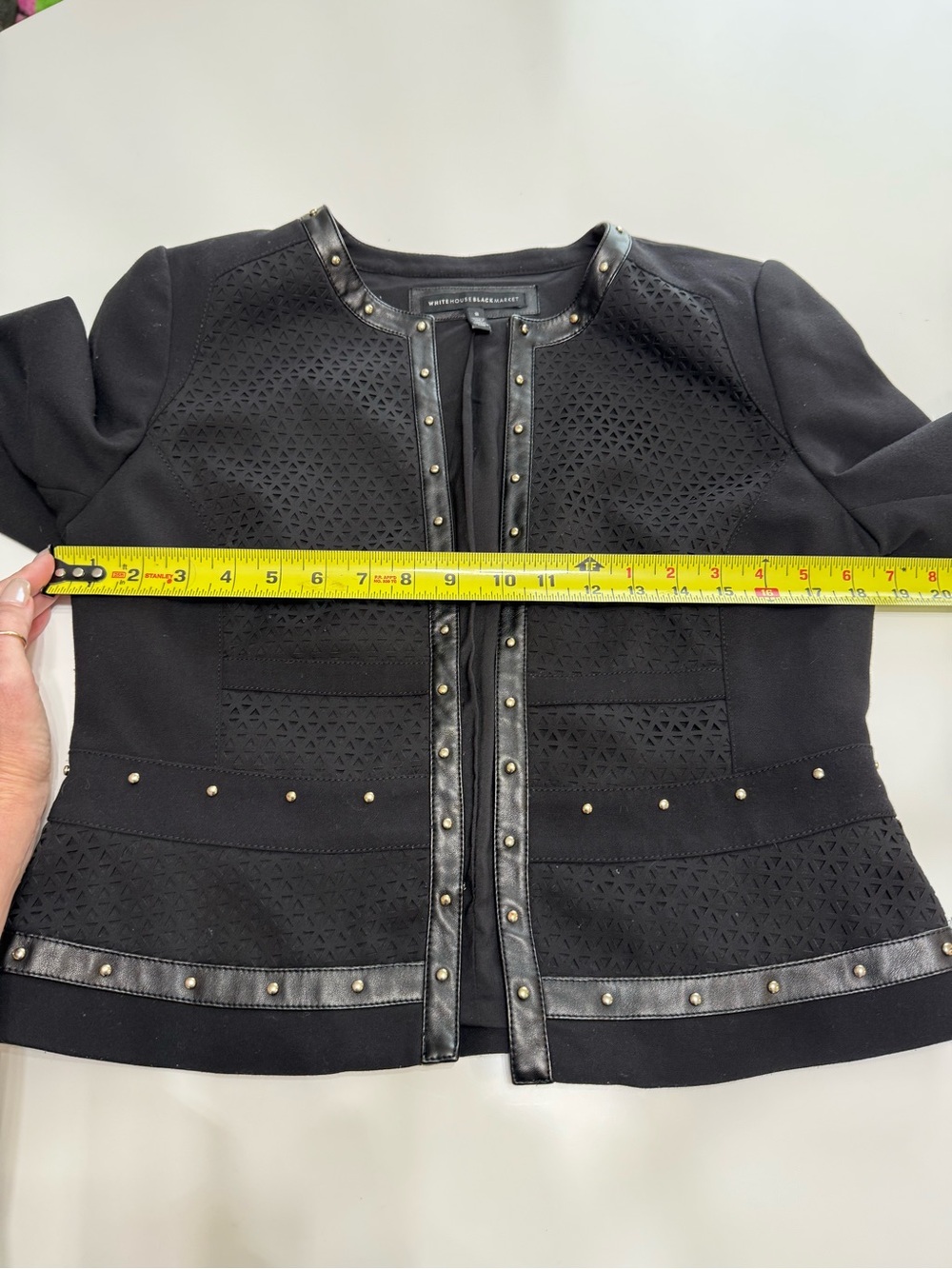 White House Black Market Black Studded Jacket Size 8 - Picture 3 of 8